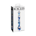 Icicles No. 8 Wavy 7 in. Glass Dildo Blue/Clear
