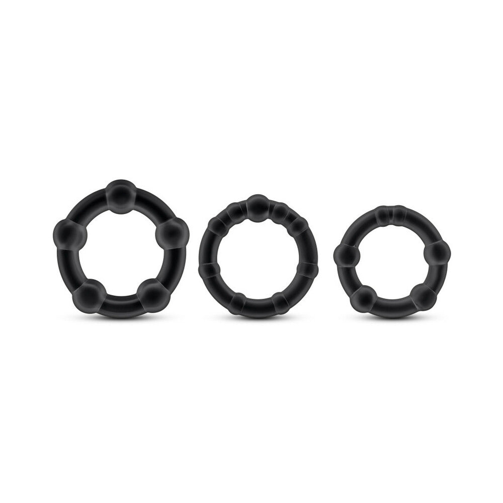 Stay Hard Beaded Cockrings 3-Piece Set Black