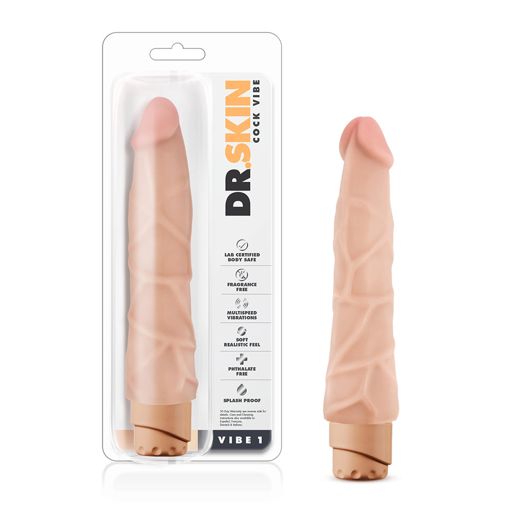 Dr. Skin Cock Vibe 1 Realistic 9 in. Vibrating Dildo Beige