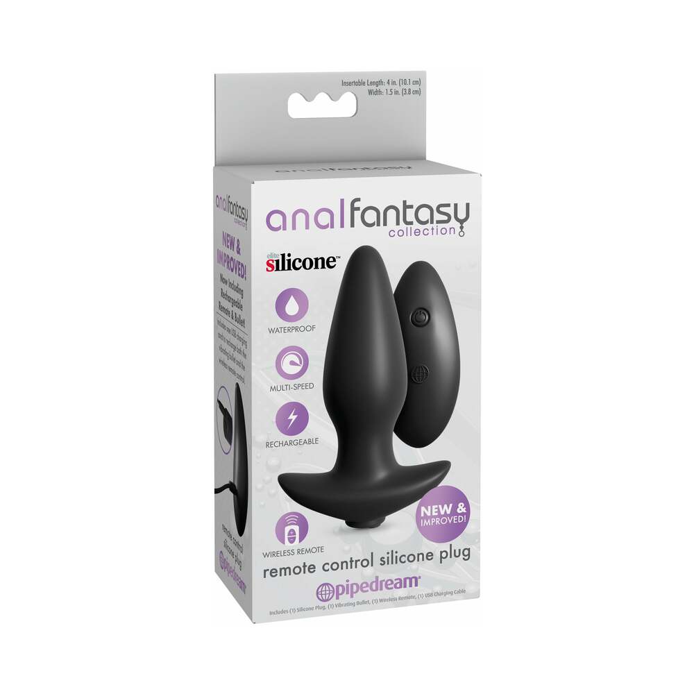 Anal Fantasy Collection Vibrating Remote Control Silicone Plug Black