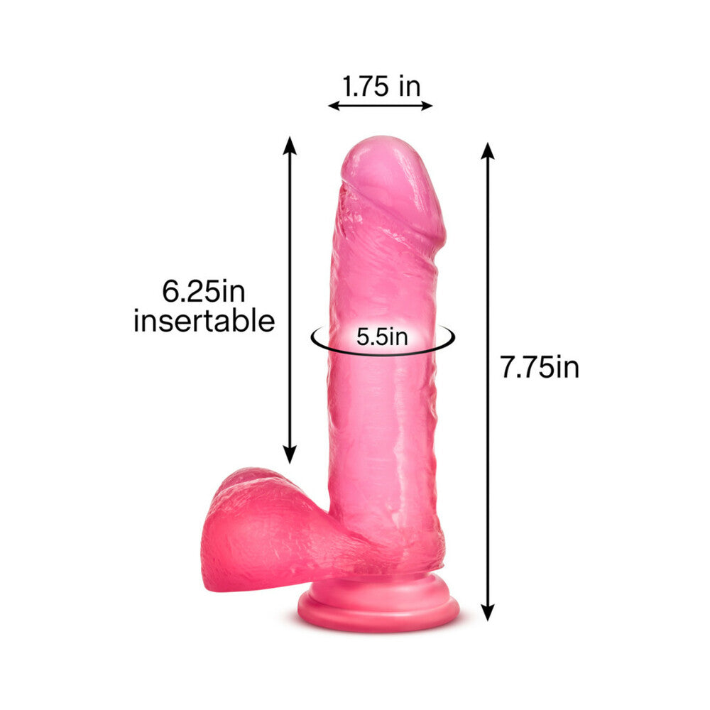 B Yours Sweet 'n Hard 2 Realistic 7.75 in. Dildo with Balls Pink
