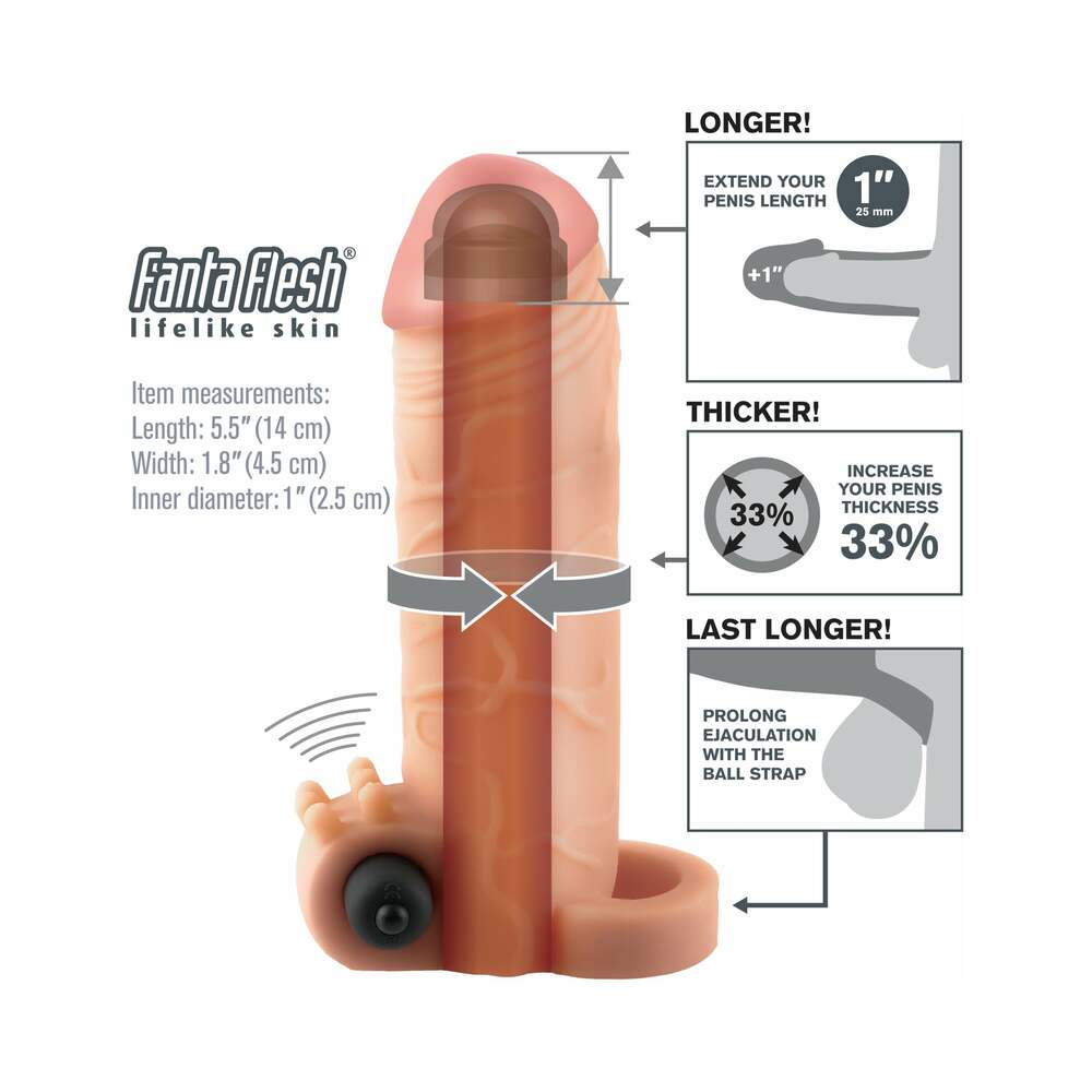 Fantasy X-tensions Vibrating Real Feel 1 in. Extension With Ball Strap Beige