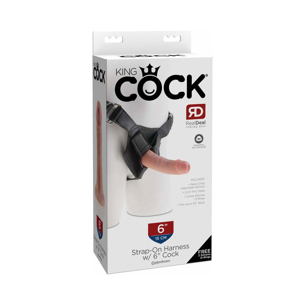 King Cock Strap-On Harness With 6 in. Cock Beige