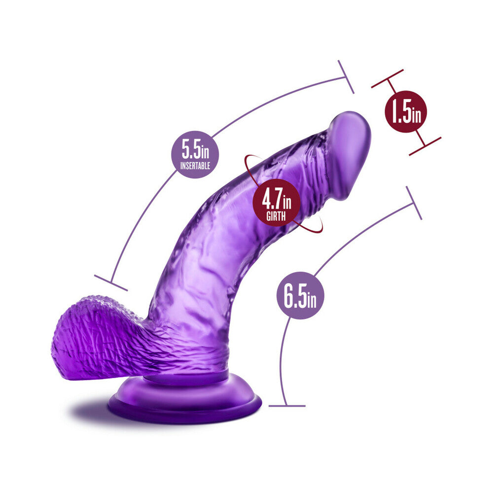 B Yours Sweet 'n Hard 8 Realistic 6.5 in. Dildo with Balls Purple