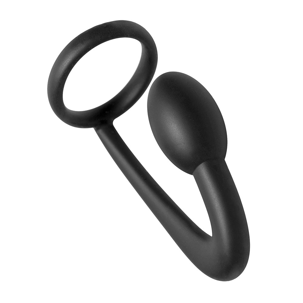 Master Series Explorer Silicone Cock Ring and Prostate Plug Black