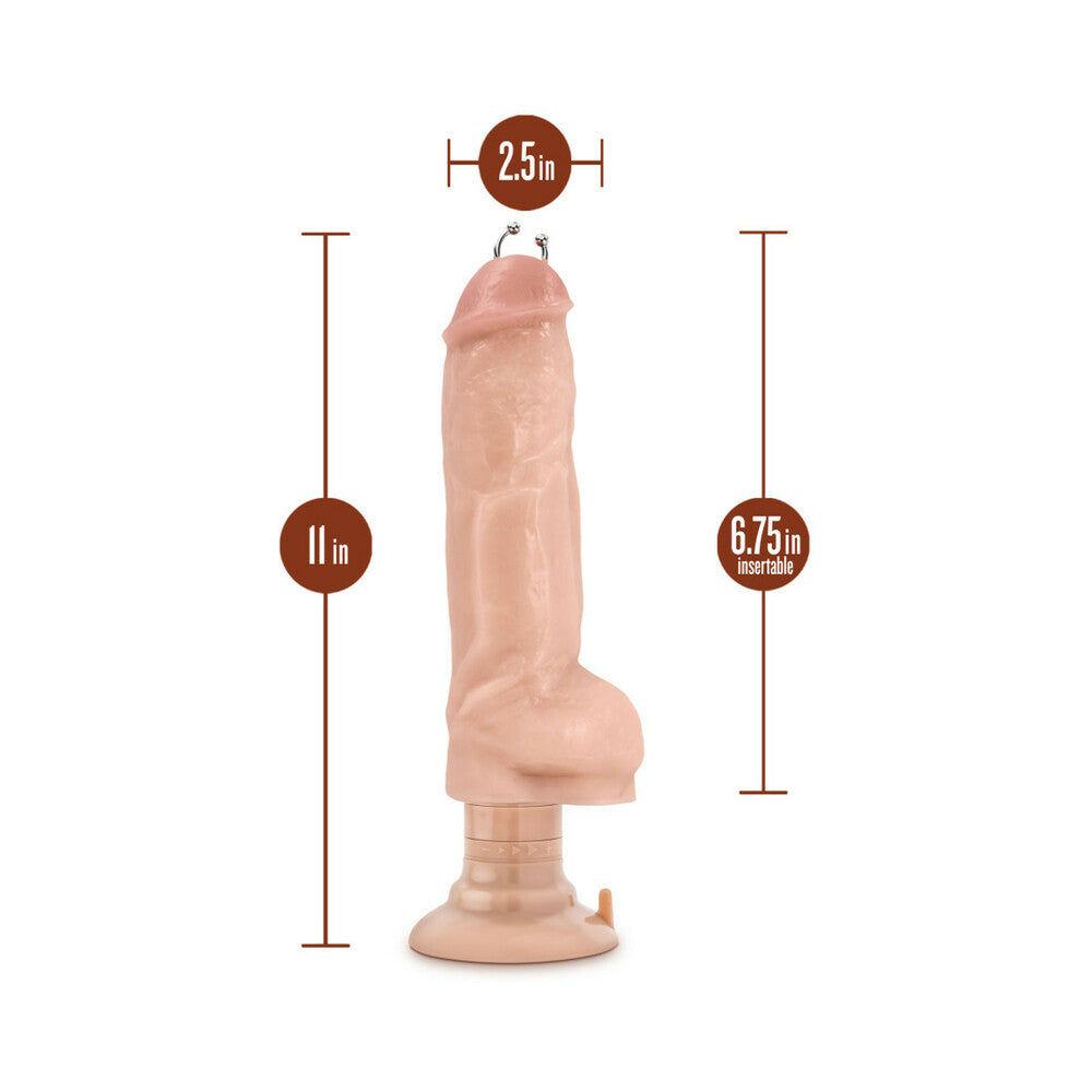 Loverboy Bad Boy Next Door Pierced 11 in. Vibrating Dildo with Balls Beige