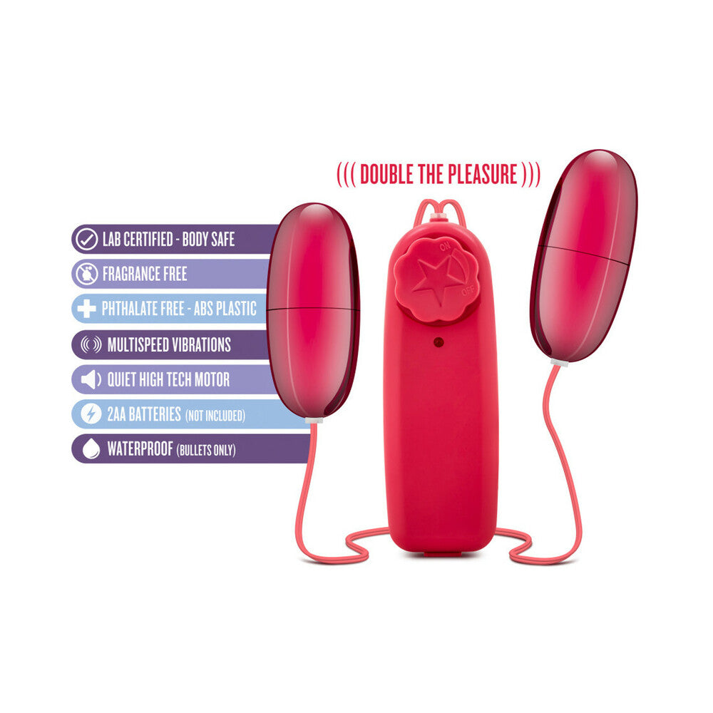 B Yours Double Pop Eggs Remote-Controlled Dual Bullet Vibrator Cerise