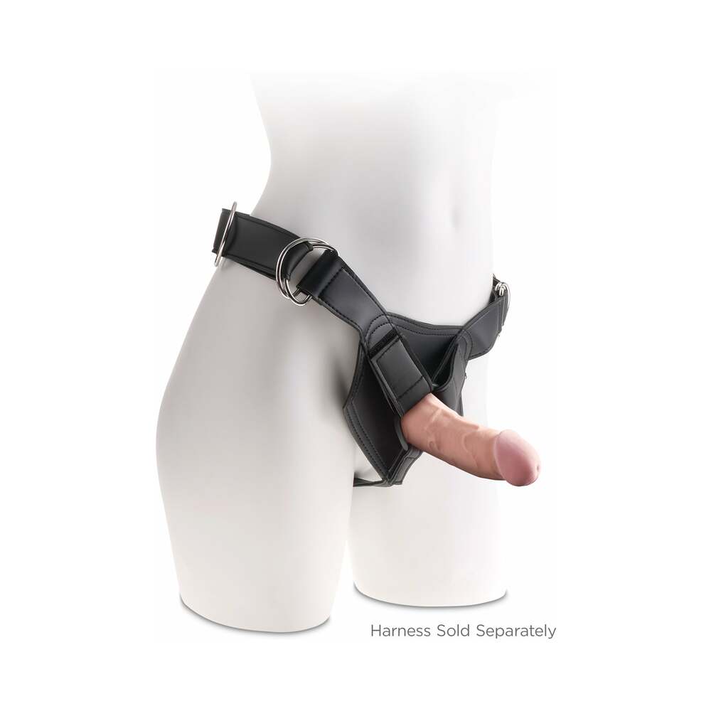 King Cock Plus 6 in. Triple Density Cock Realistic Dildo With Suction Cup Beige