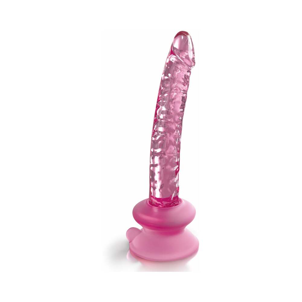 Icicles No. 86 Realistic 7 in. Glass Dildo With Suction Cup Pink