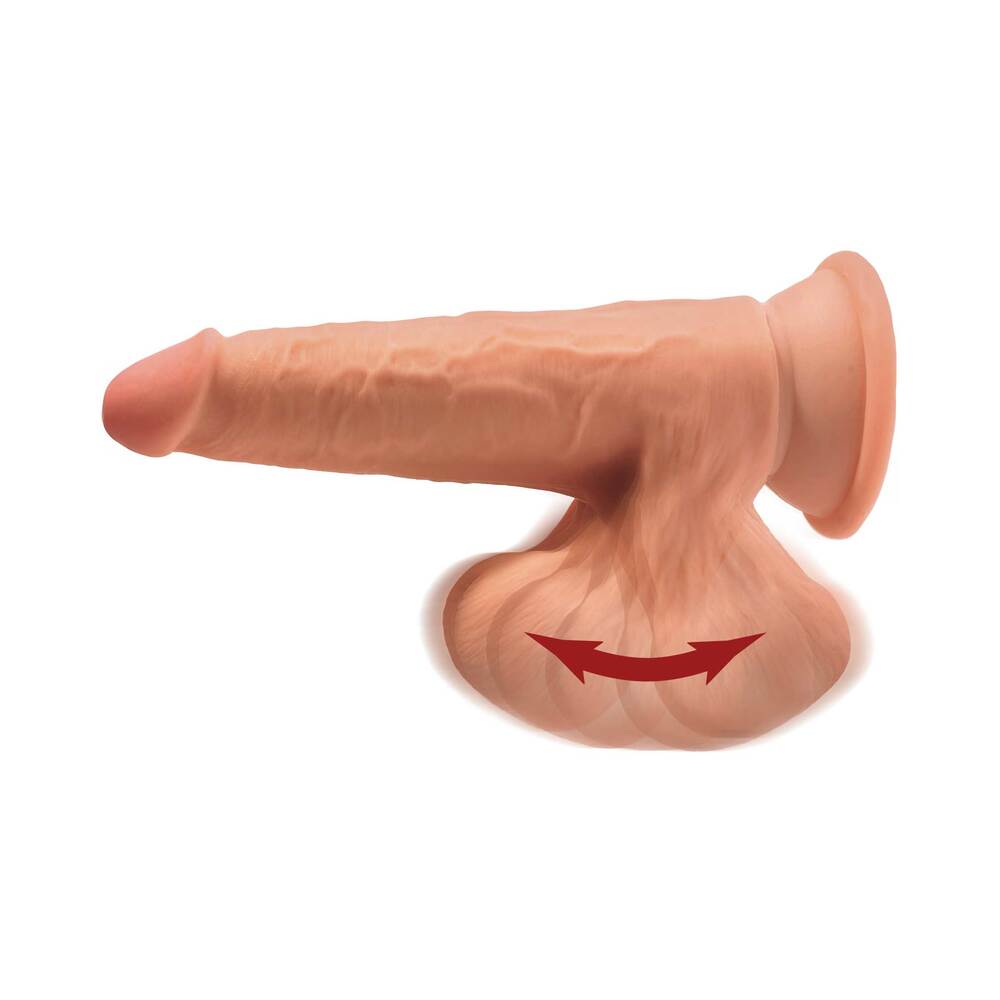 King Cock Plus 7 in. Triple Density Cock With Swinging Balls Dildo Tan