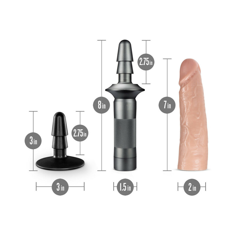 Blush Lock On Karbonite Realistic 7.75 in. Dildo with Handle & Suction Cup Adapter Beige