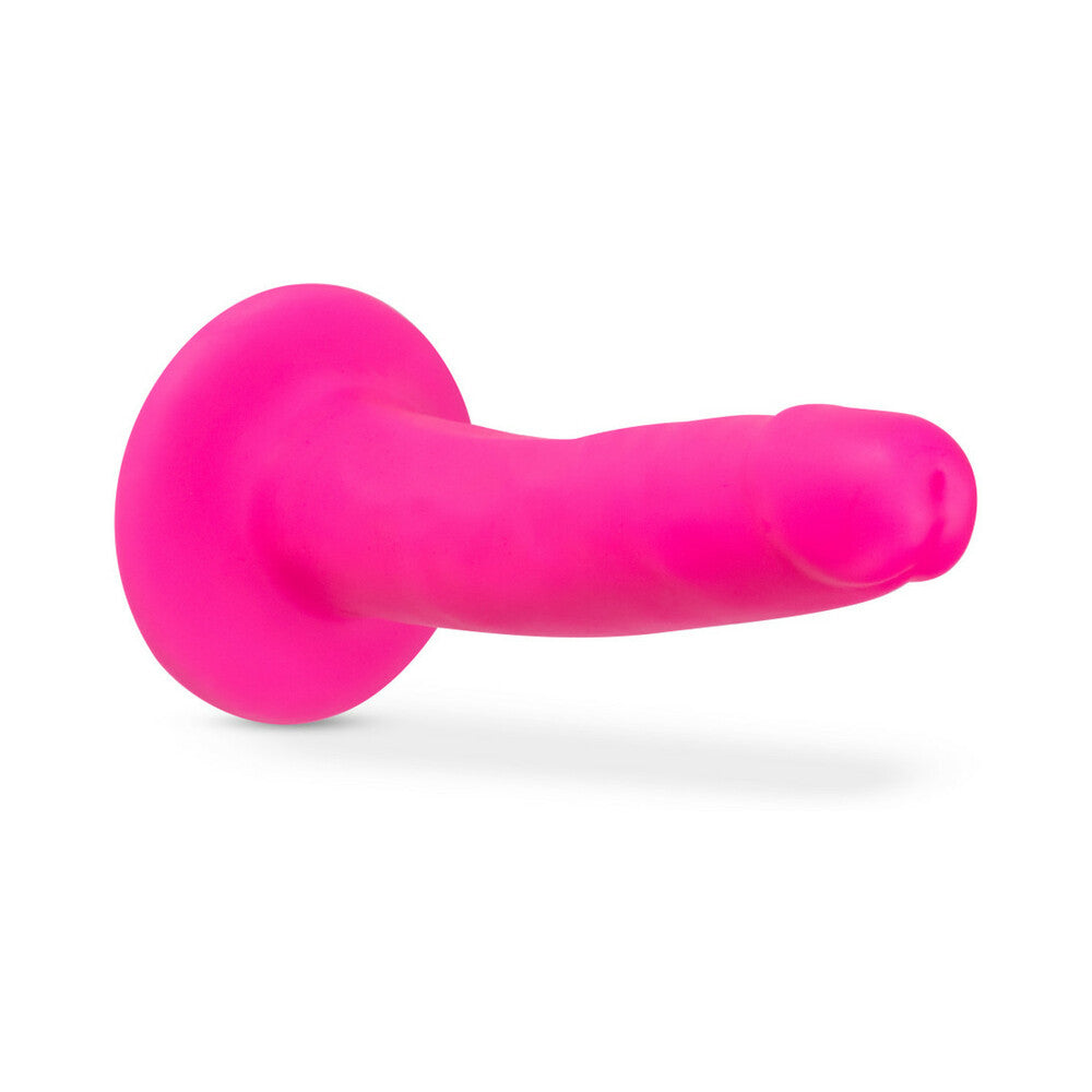 Neo Elite 6 in. Silicone Dual Density Dildo Neon Pink