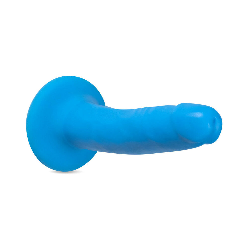 Neo Elite 6 in. Silicone Dual Density Dildo Neon Blue