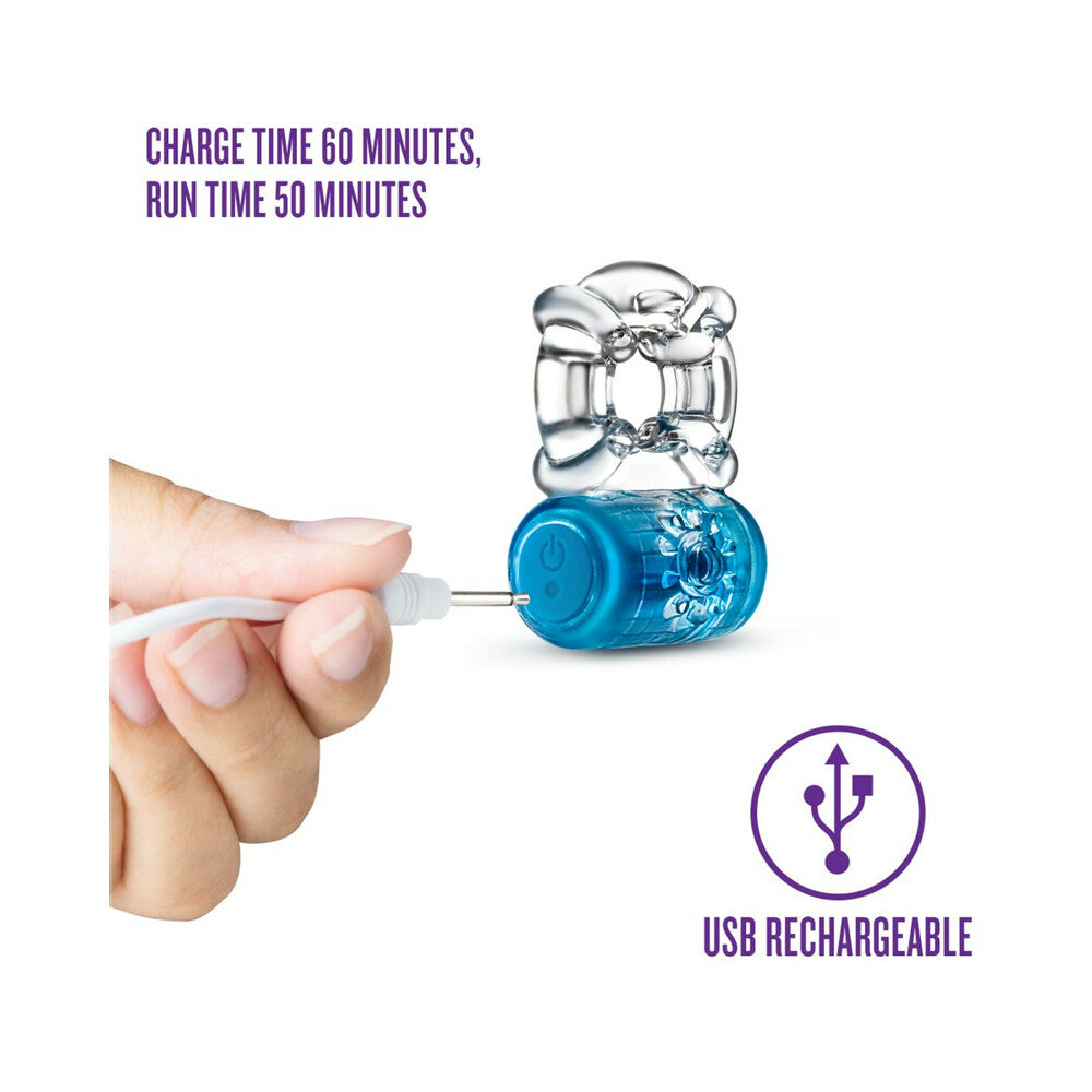 Play with Me Pleaser Rechargeable Vibrating C-Ring Blue