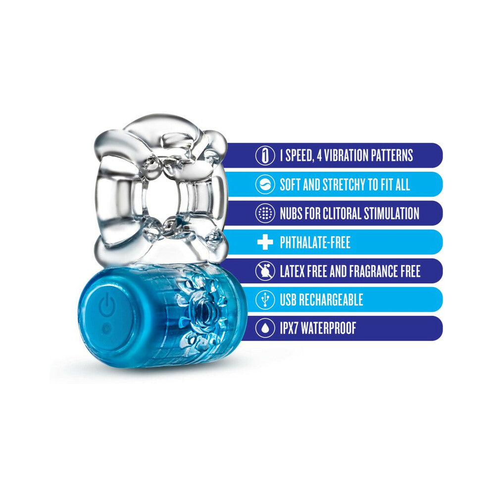 Play with Me Pleaser Rechargeable Vibrating C-Ring Blue