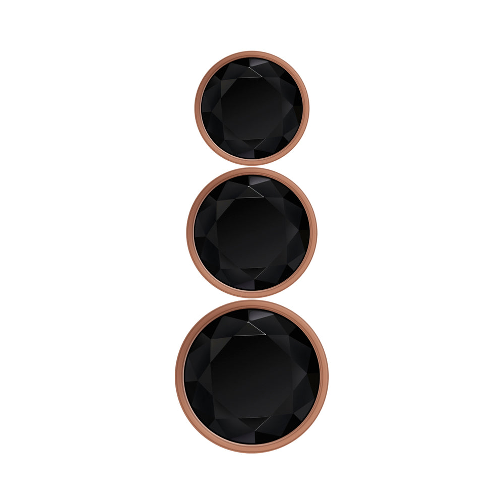 Gender X Gold Digger 3-Piece Rose Gold Beaded Anal Plug With Black Gemstone Base Set