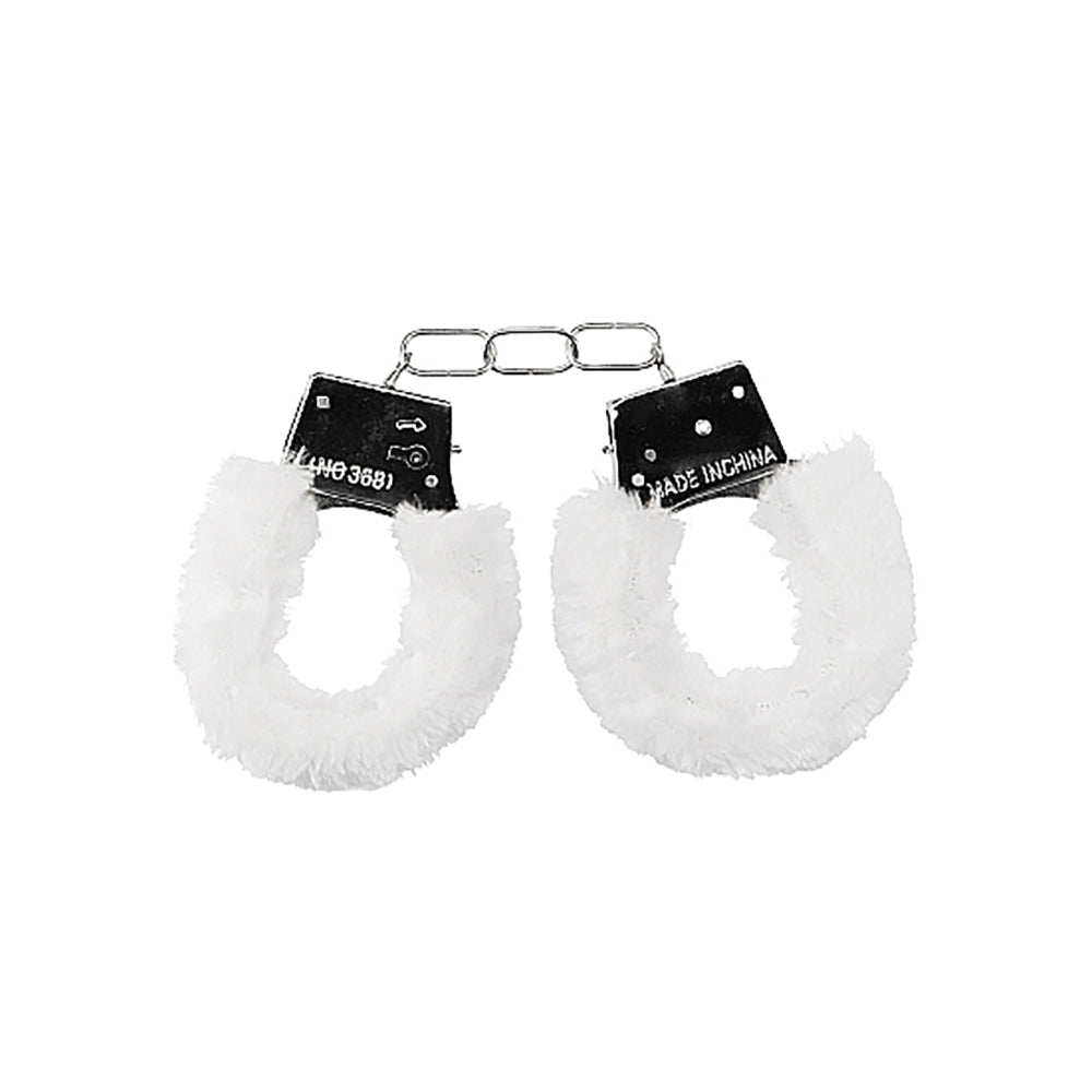 Ouch! Beginner's Furry Handcuffs With Quick-Release White