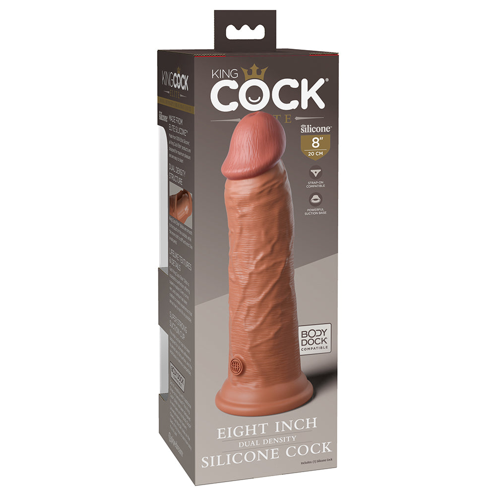 King Cock Elite 8 in. Dual Density Silicone Cock Realistic Dildo With Suction Cup Tan