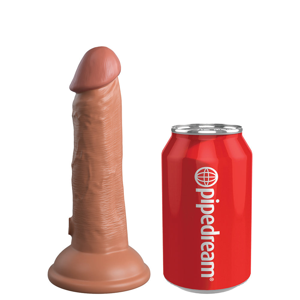 King Cock Elite 6 in. Vibrating Realistic Dildo With Suction Cup Tan