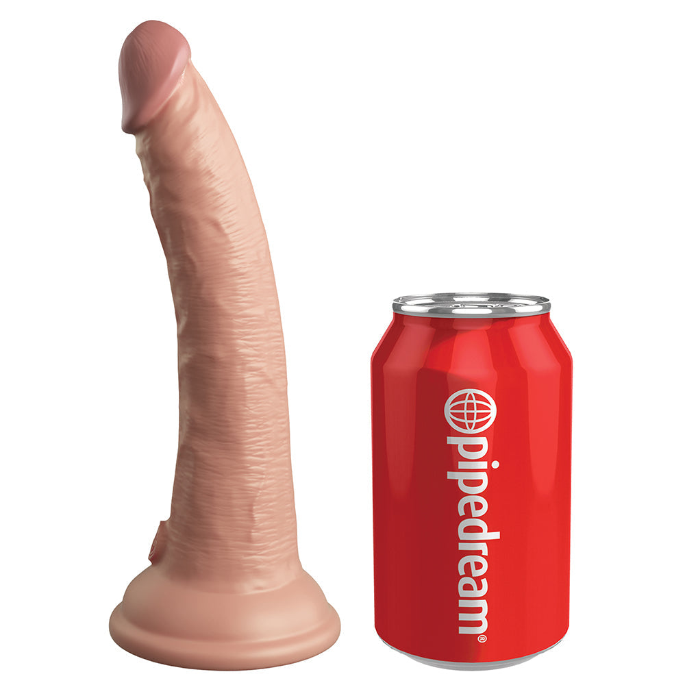 King Cock Elite 7 in. Vibrating Realistic Dildo With Suction Cup Beige
