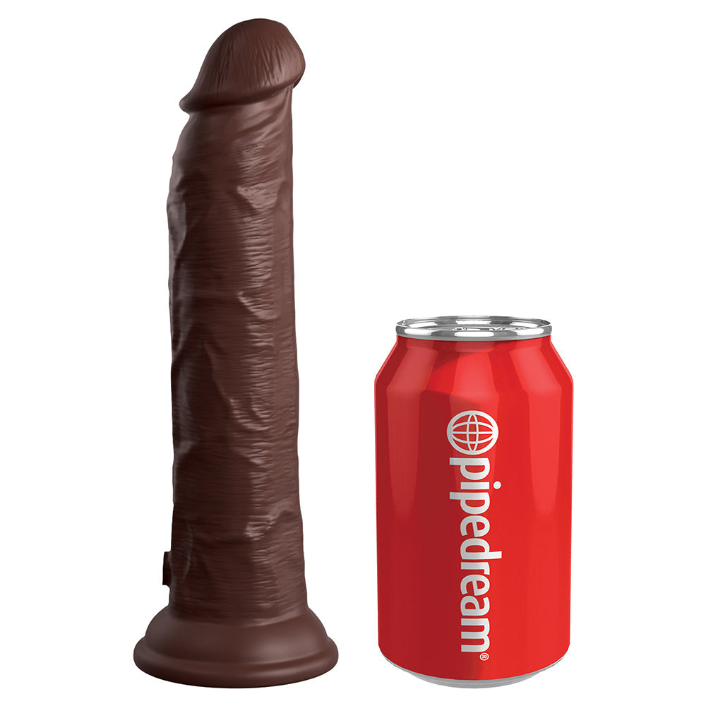 King Cock Elite 9 in. Vibrating Dual Density Silicone Realistic Dildo Brown