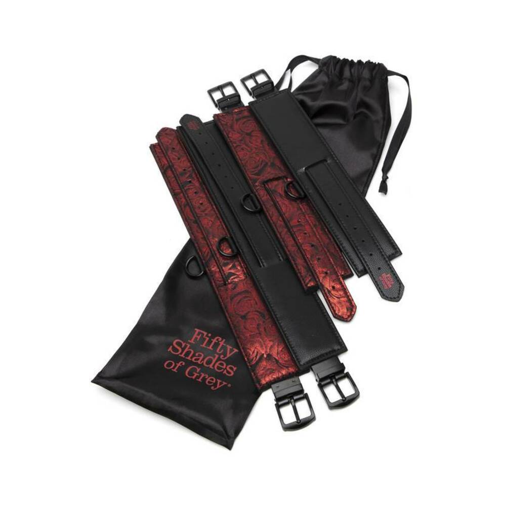 Fifty Shades of Grey Sweet Anticipation Reversible Under Mattress Restraint Set Red/Black