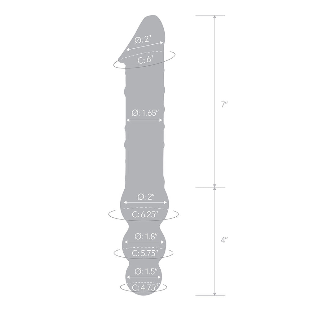 Glas 12 in. Double Ended Glass Dildo with Anal Beads