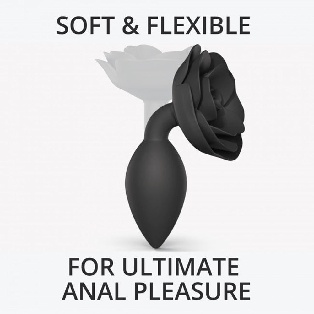 Love to Love Open Roses Silicone Anal Plug Black Onyx Large