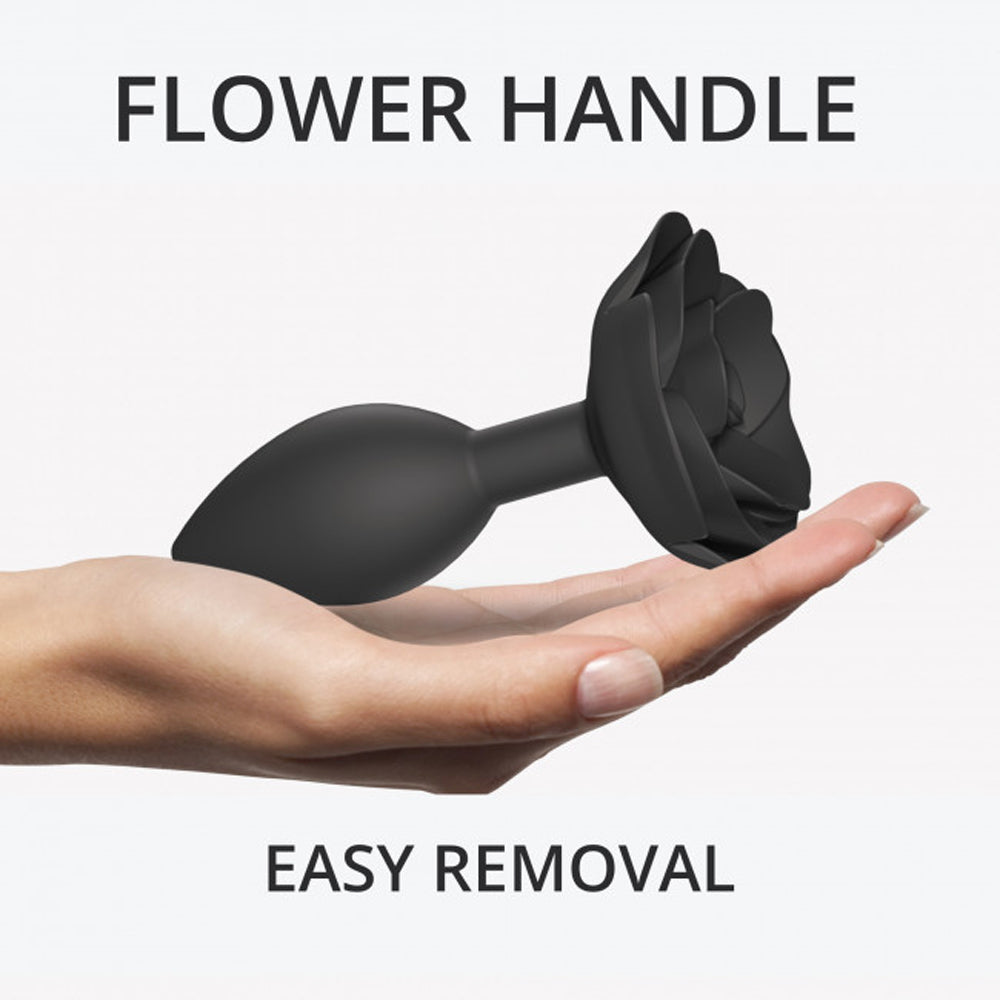 Love to Love Open Roses Silicone Anal Plug Black Onyx Large