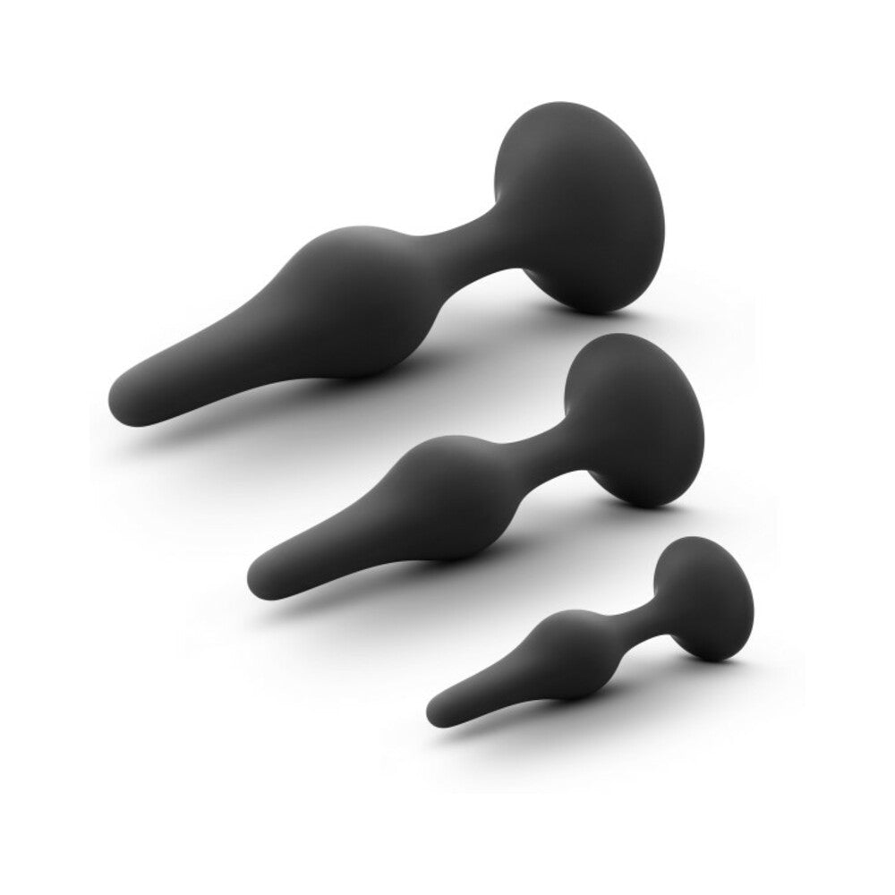 Anal Adventures Platinum Silicone 3-Piece Beginner Plug Kit Black