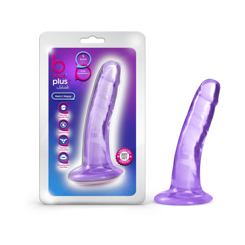 B Yours Plus Hard n' Happy 5 in. Dildo Purple