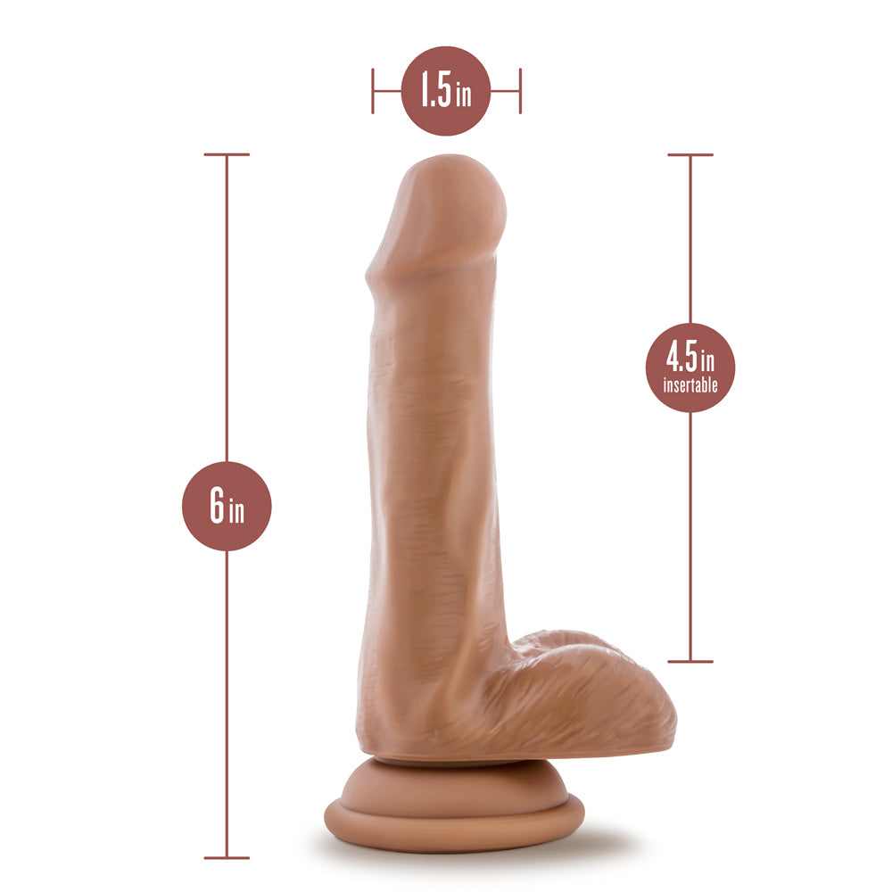 Dr. Skin Plus Realistic 6 in. Triple Density Posable Dildo with Balls Tan