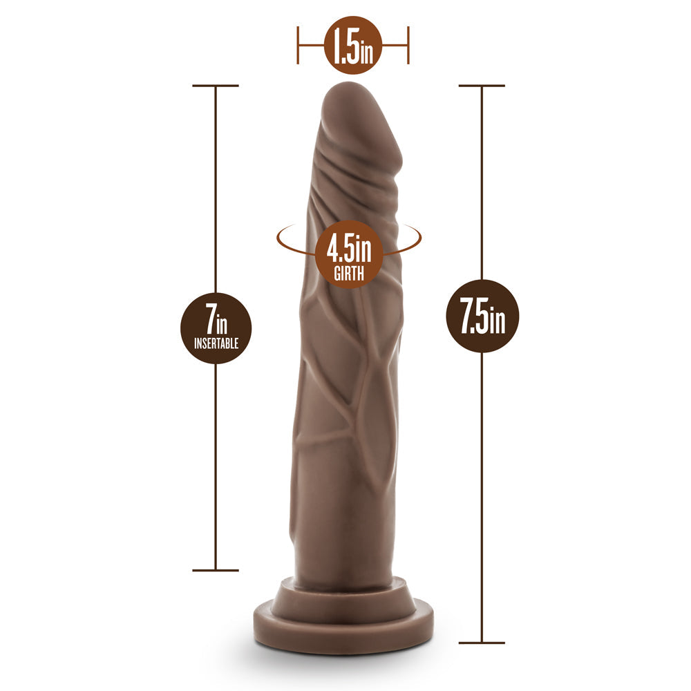 Dr. Skin Silicone Dr. Carter Realistic 7 in. Posable Dildo Brown