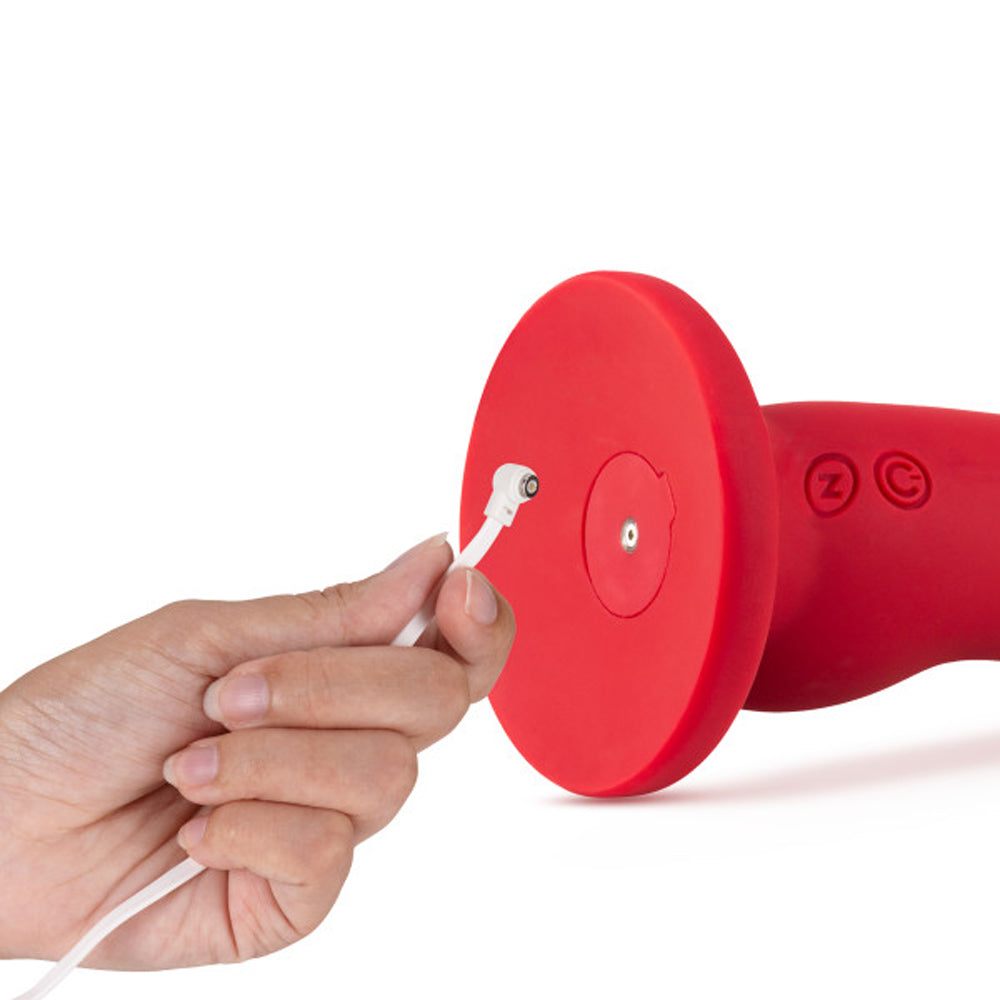 Impressions Las Vegas Rechargeable Silicone 8.25 in. Vibrating Dildo Crimson