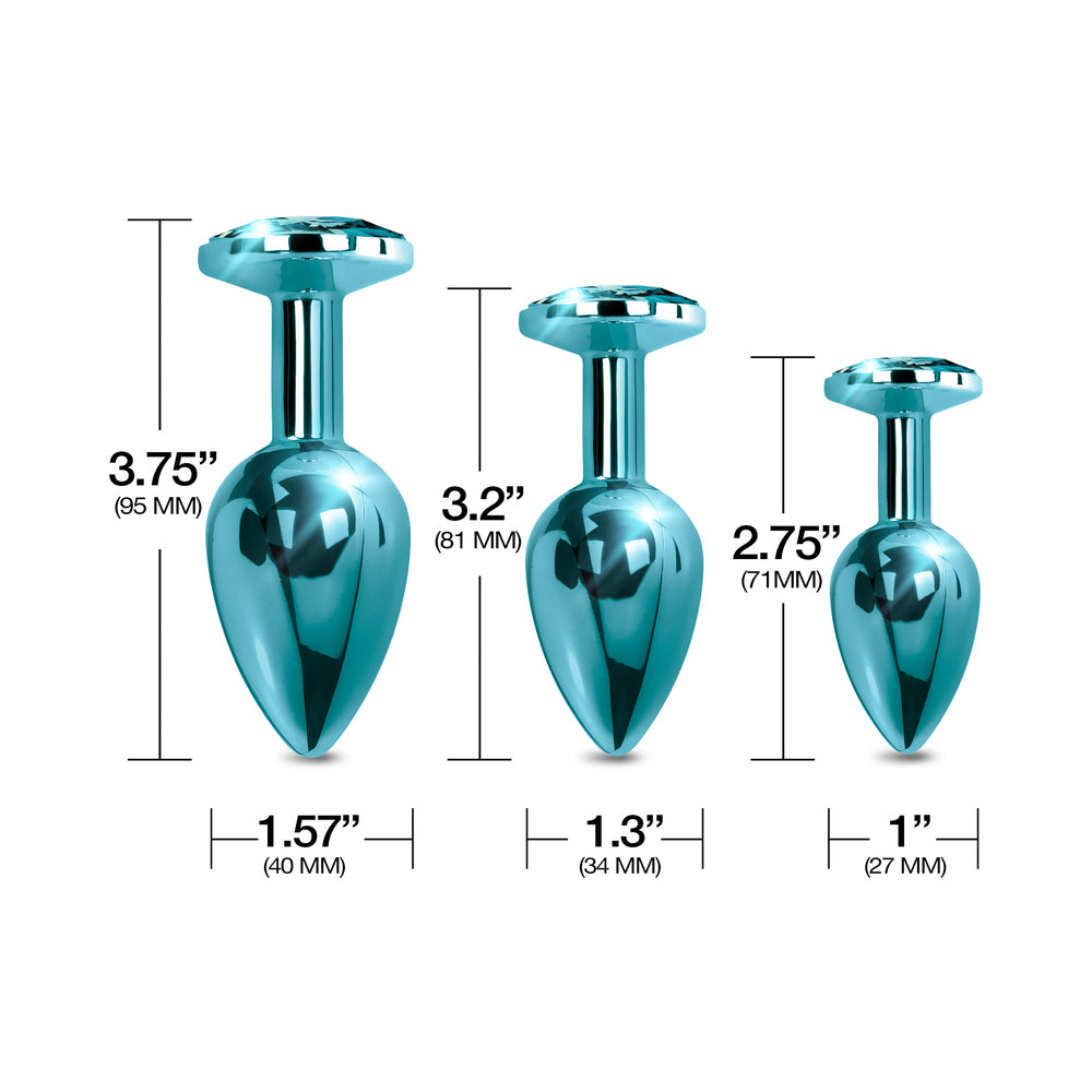 Nixie Metal Butt Plug Trainer Set 3-Piece Blue Metallic