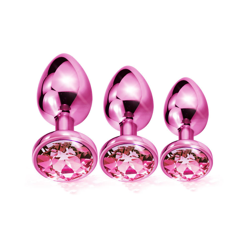 Nixie Metal Butt Plug Trainer Set 3-Piece Pink Metallic