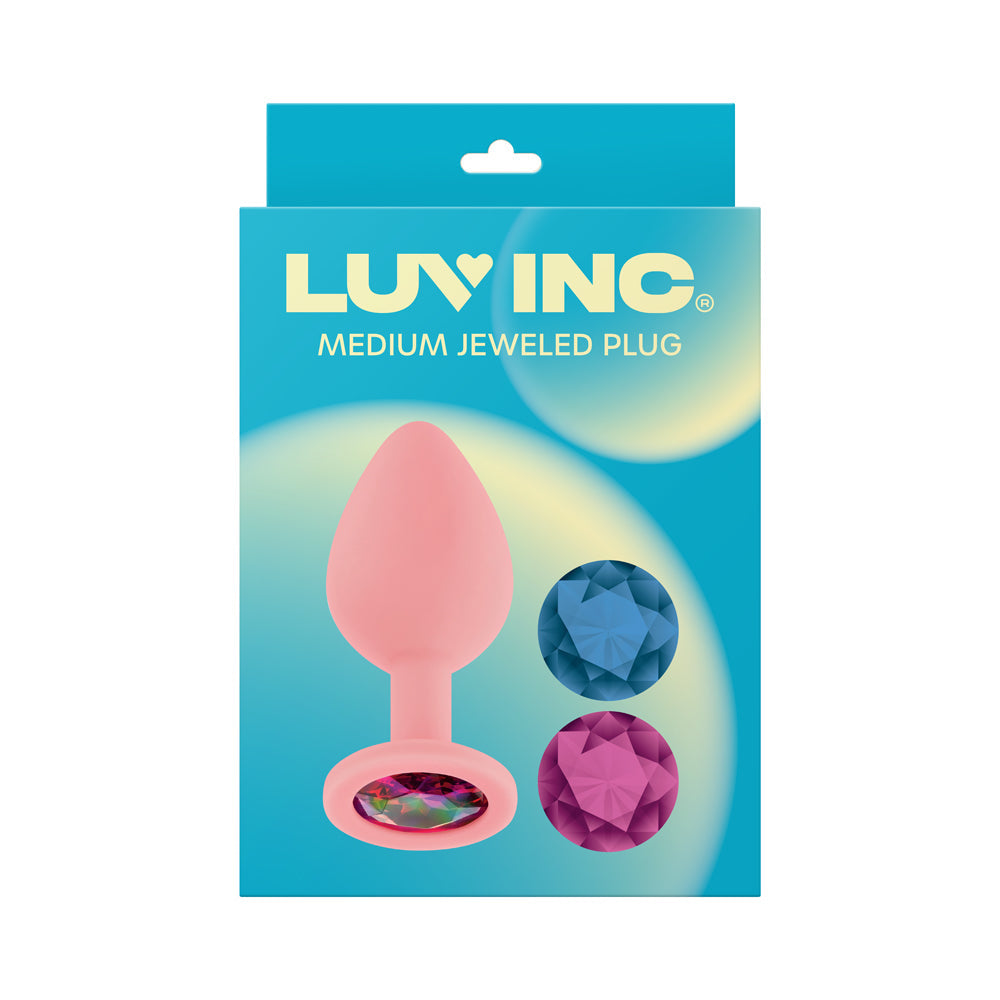 Luv Inc Jp32 Jeweled Medium Plug Silicone with 3-Piece Interchangeable Gems Pink