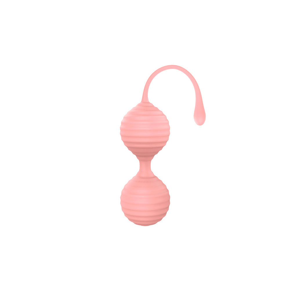 Luv Inc Kg88 Kegel Balls Ribbed Silicone 2-Piece Set Light Pink