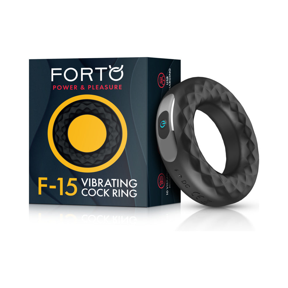 Forto F-15 Rechargeable Silicone Vibrating Cockring Black