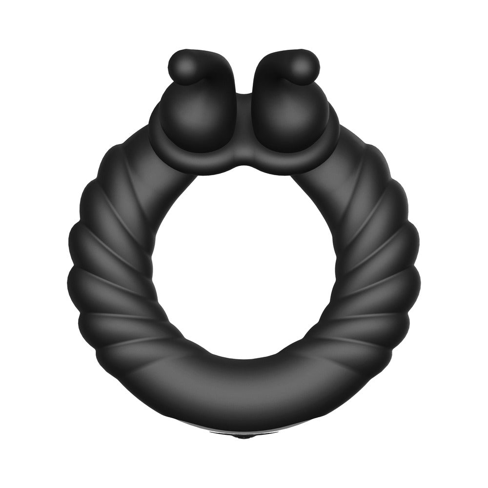 Forto F-24 Rechargeable Silicone Textured Vibrating Cockring Black