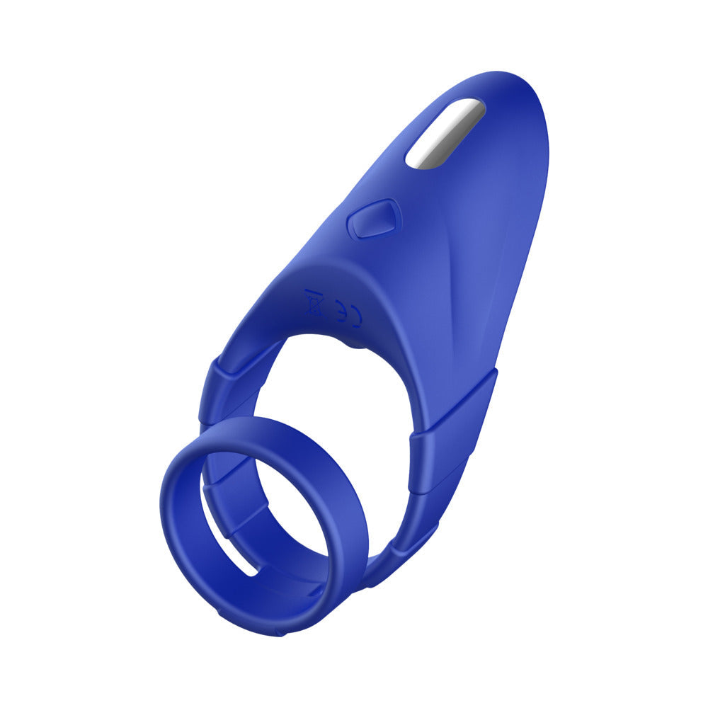 Forto F-48 Rechargeable Silicone Perineum Vibrating Double Cockring Blue