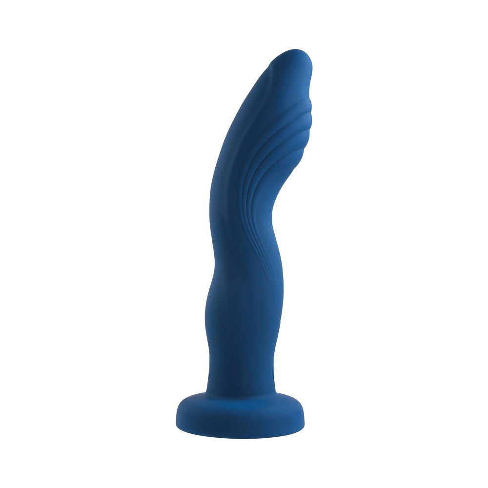 Gender X Snuggle Up Vibrating 7 in. Dildo and Lingerie-Style Strap-On Harness Set Blue/Black