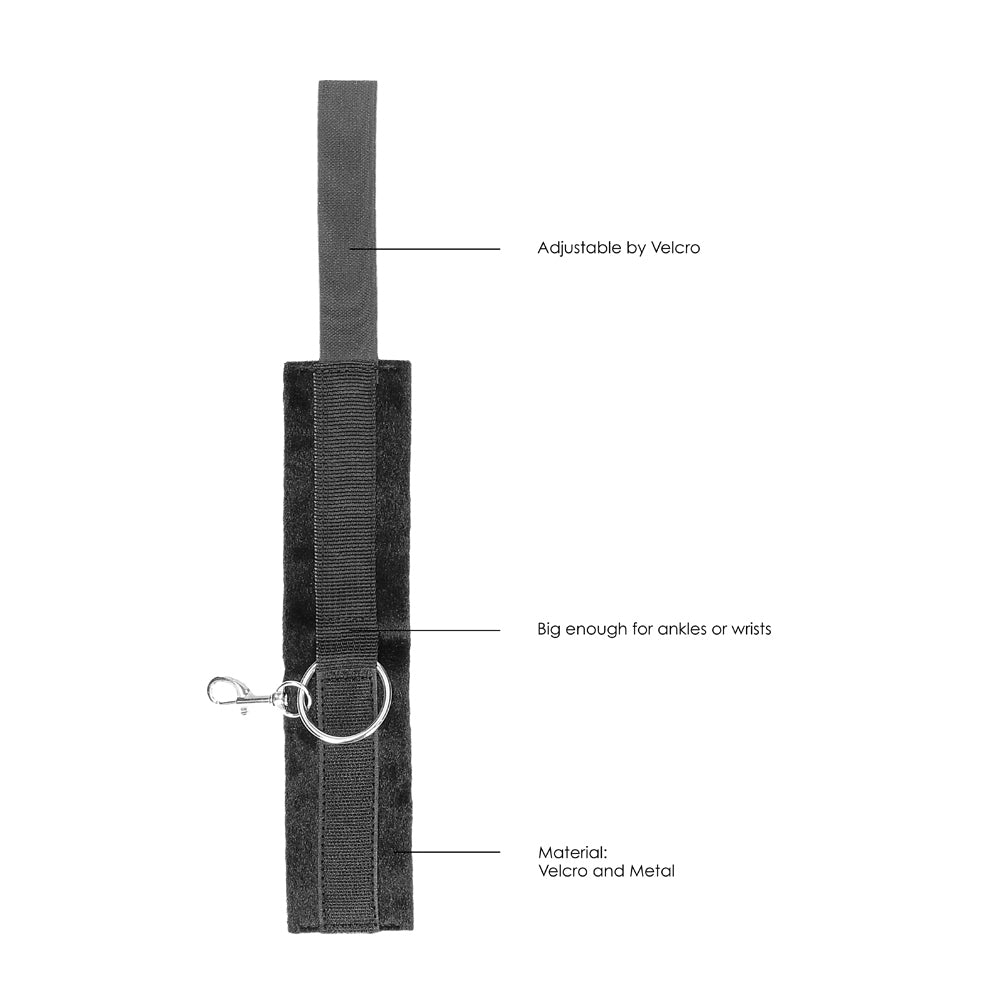 Ouch! Black & White Adjustable Velcro Wrist or Ankle Cuffs Black