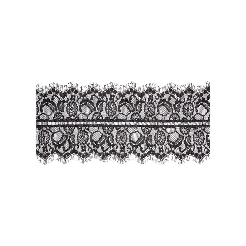 Ouch! Black & White Lace Mask With Elastic Straps Blindfold Black
