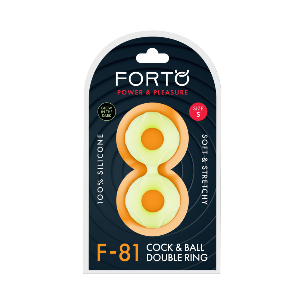 Forto F-81 Liquid Silicone Cock & Ball Double Ring Small Glow
