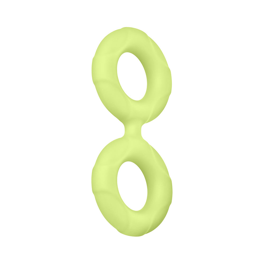 Forto F-81 Liquid Silicone Cock & Ball Double Ring Large Glow