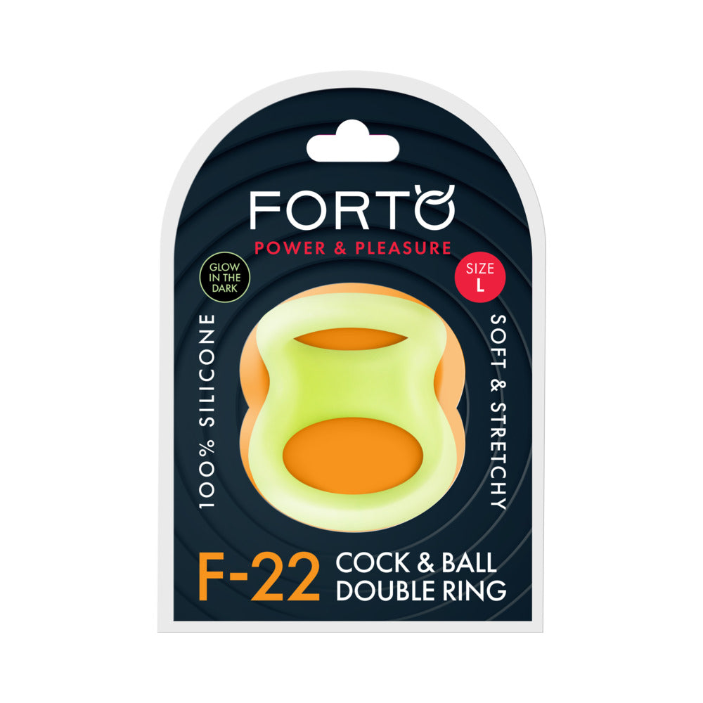 Forto F-22 Liquid Silicone Cock & Ball D-Ring Large Glow