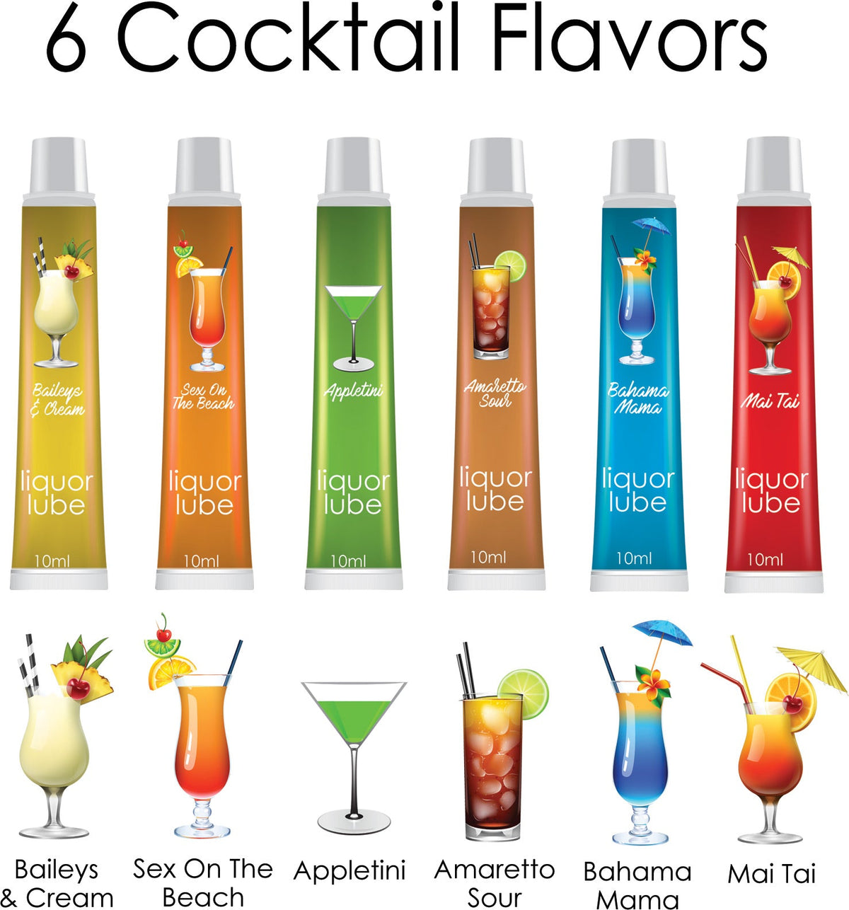 Liquor Lube 10 ml Tubes Six Assorted Flavors (72 Pcs/Display)