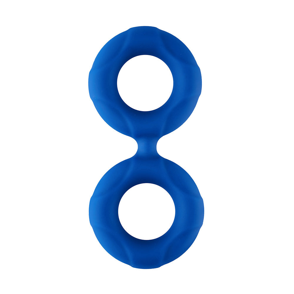 Forto F-81 Liquid Silicone Cock & Ball Double Ring Small Blue