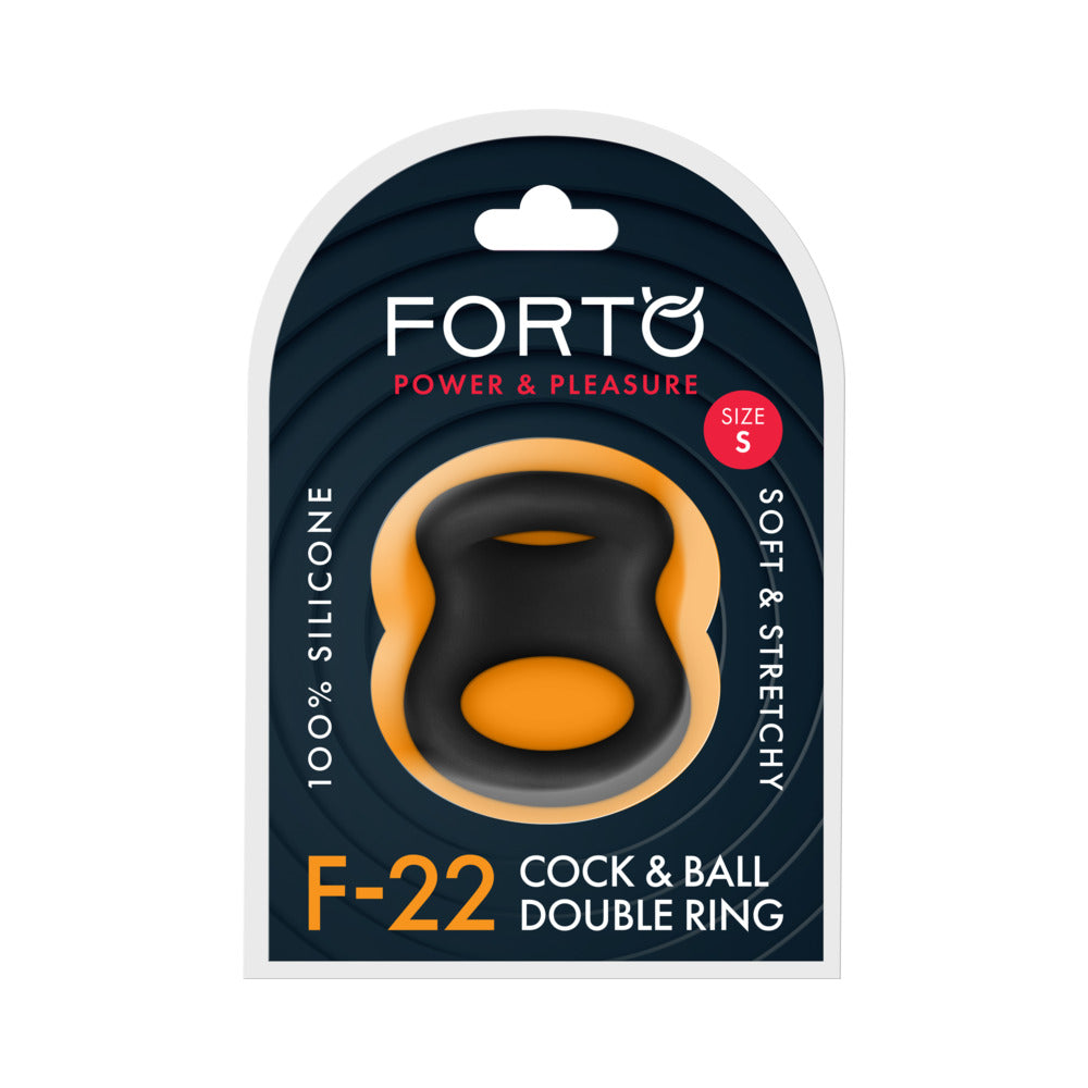 Forto F-22 Liquid Silicone Cock & Ball D-Ring Small Black